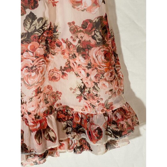 wrapper skirt floral layered sheer elastic waist polyester ruffle x small READ - Picture 2 of 10